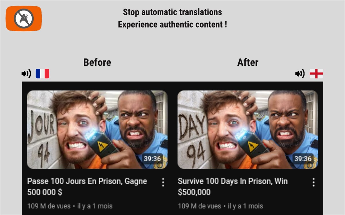 YouTube No Translation