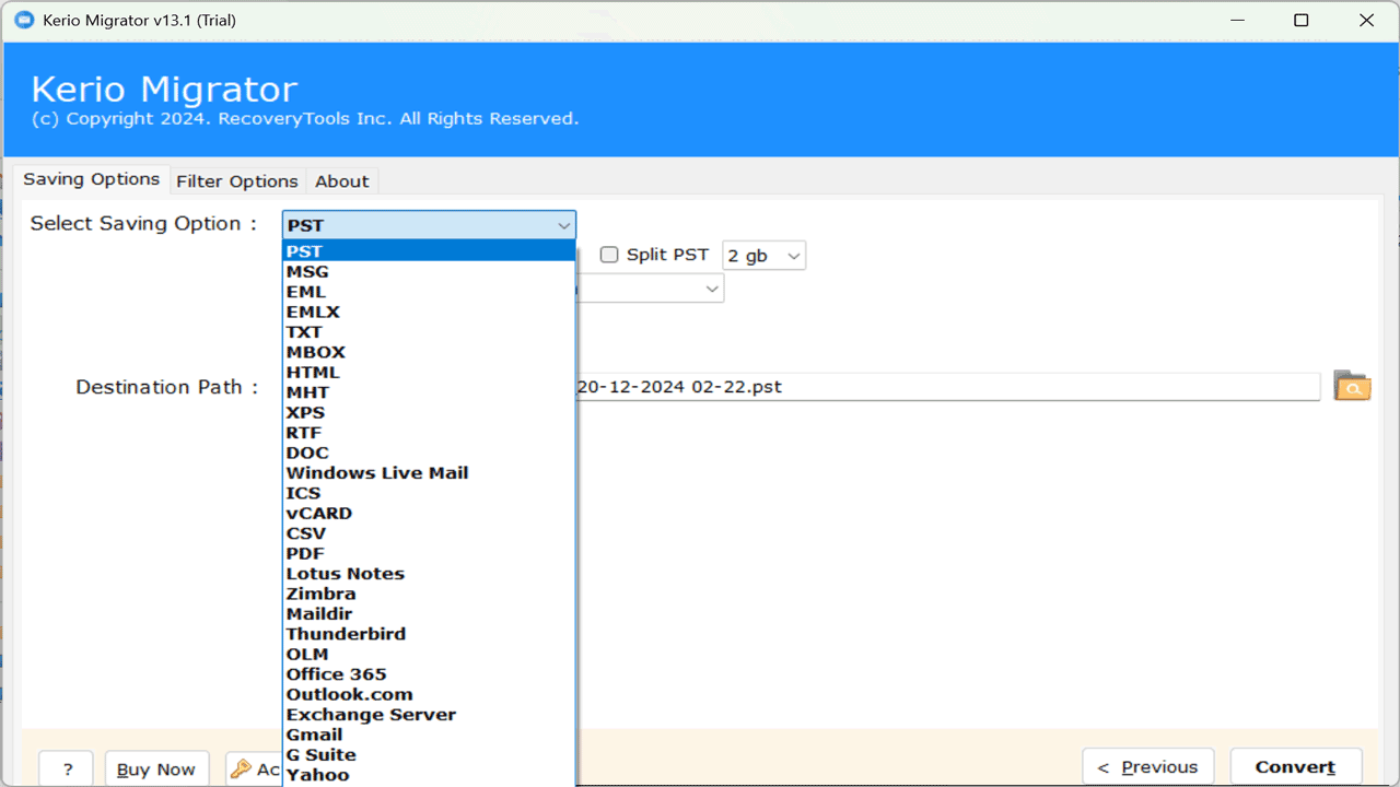 Snapshot 5 of RecoveryTools Kerio Migration Tool