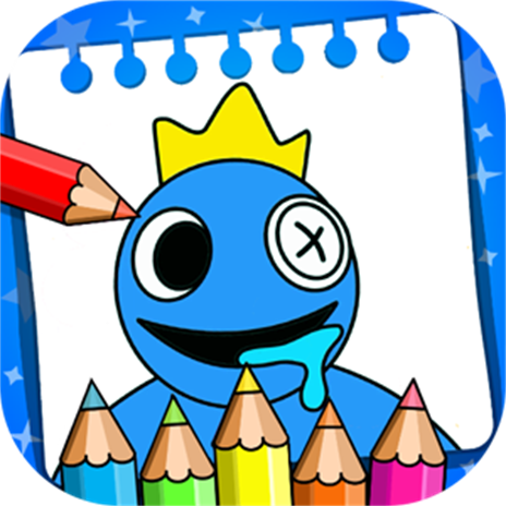 Rainbow Friends Coloring Book: Blue Rainbow Friends Coloring Book