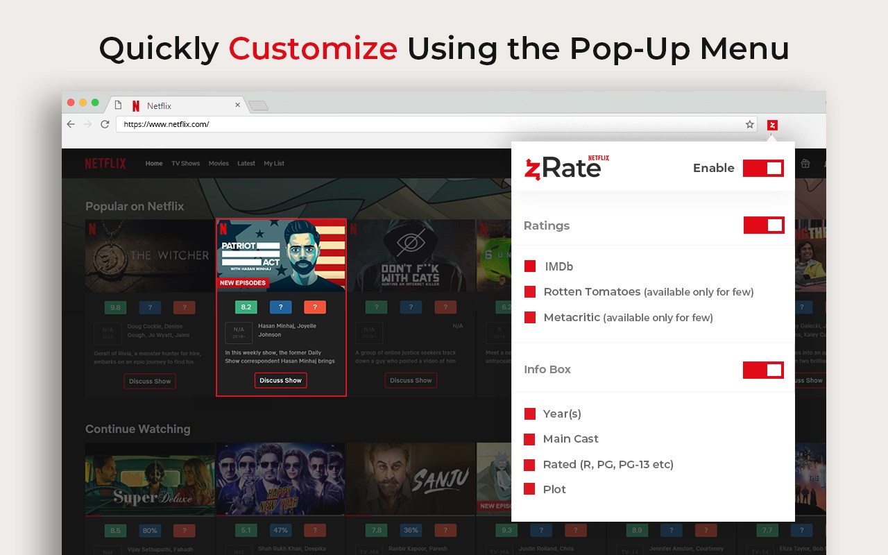 zRate Netflix: IMDB Ratings & Show Info