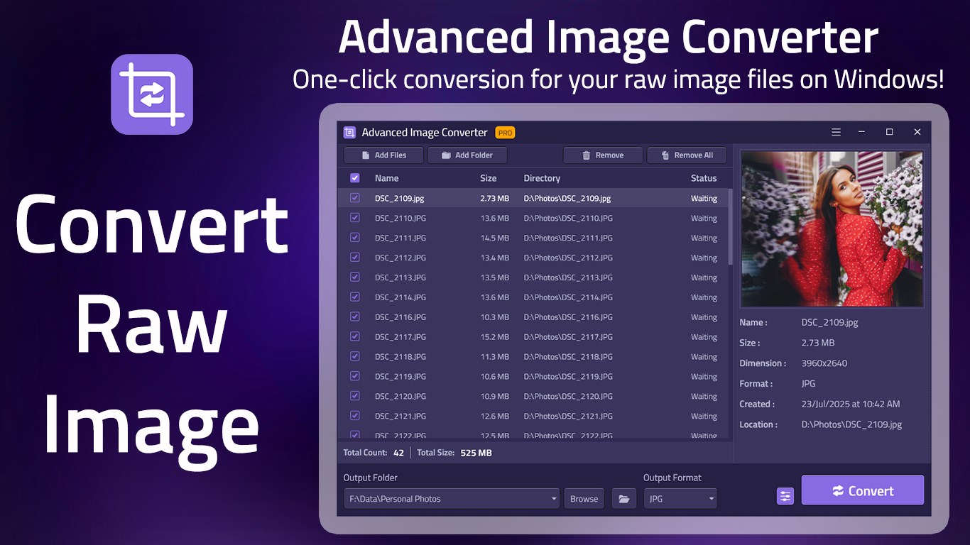 Image Converter - RAW to JPG, Batch Image Converter screenshot