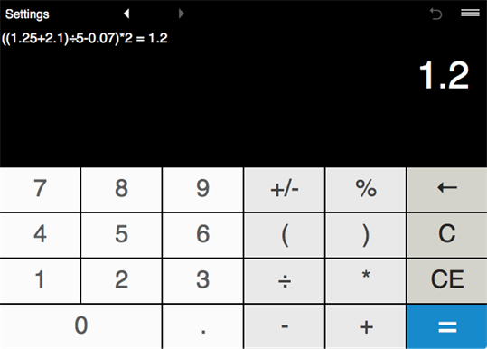 Calculator with parentheses screenshot 1