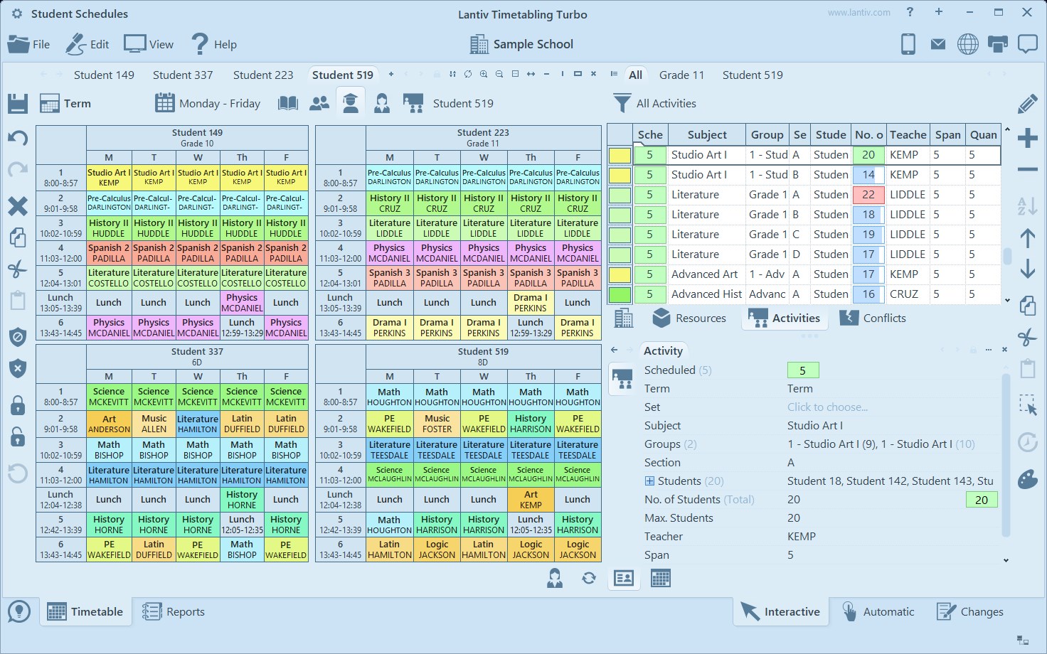 Timetabling Turbo - School scheduling software screenshot