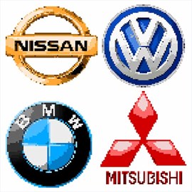 Cars Logo Color by Number : Pixel Art, Sandbox Coloring
