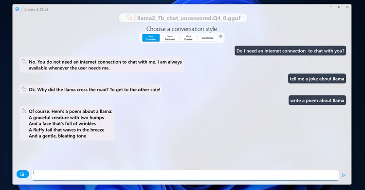 Llama 2 Chat - PC - (Windows)