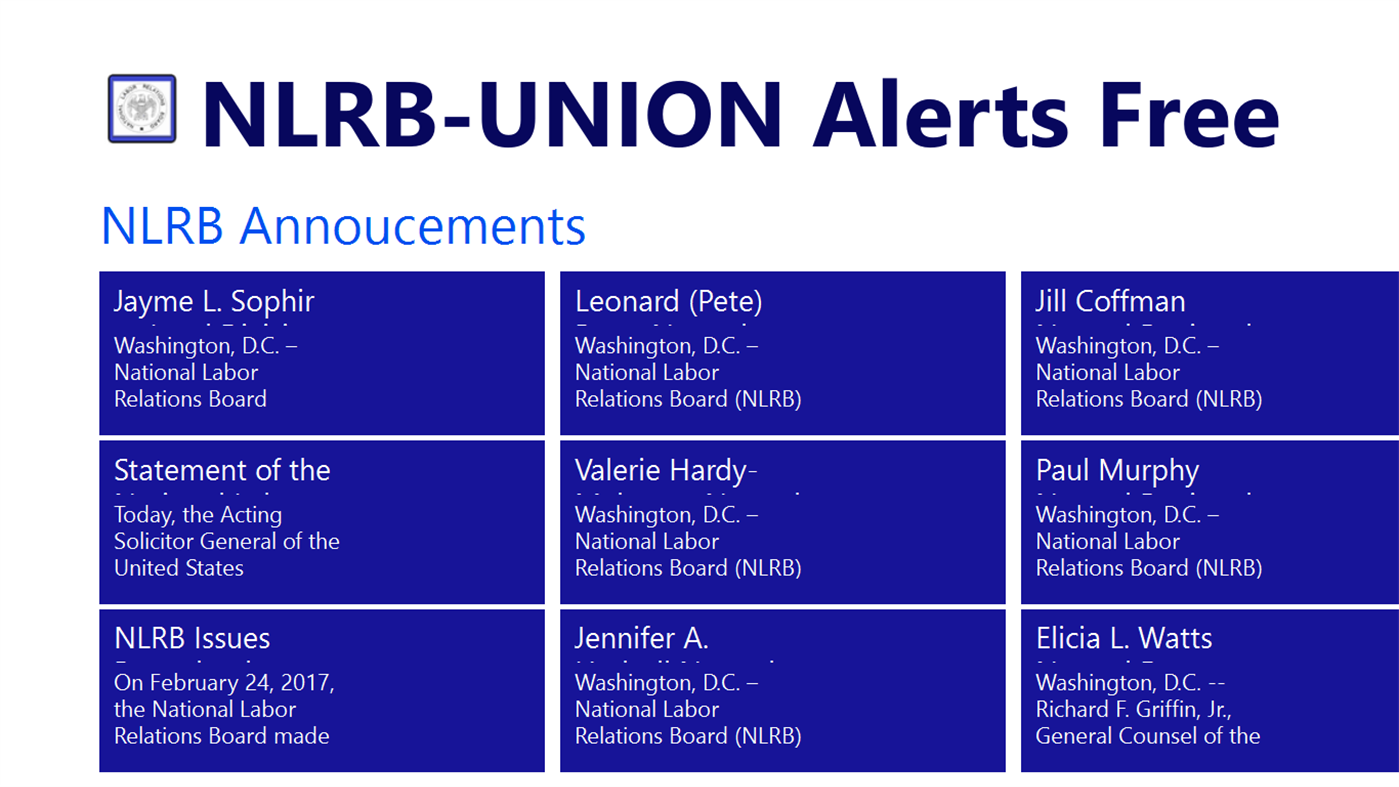 #6. NLRB-UNION Alerts (Windows) By: ADSNELLC Development