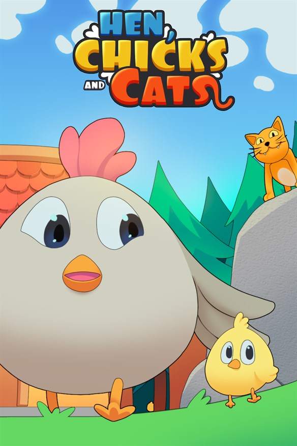 HEN, CHICKS AND CATS