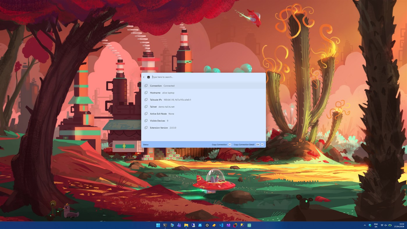 #3. Tailscale for Command Palette (Windows) Ved: NickNissen