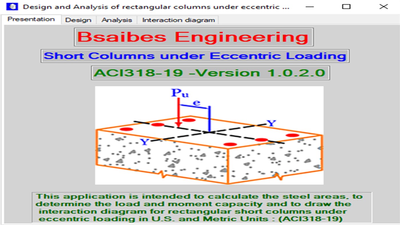 #1. Short rectangular columns for eccentric loading (Windows) Por: BSAIBES Engineering