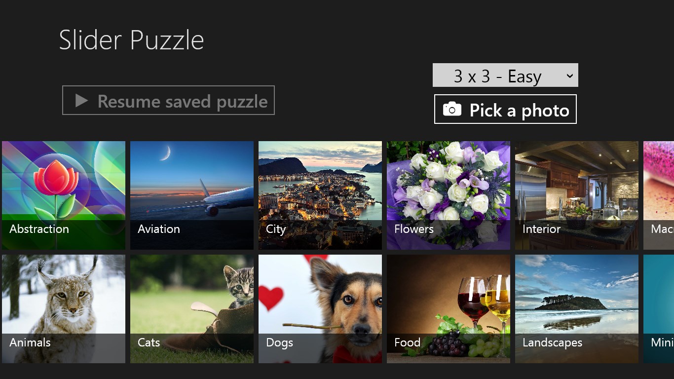 Slider puzzle for Windows 10