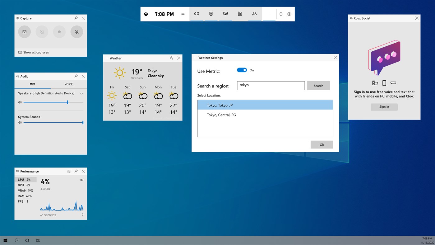 #3. Weather for Game Bar (Windows) By: Chan Software Solutions