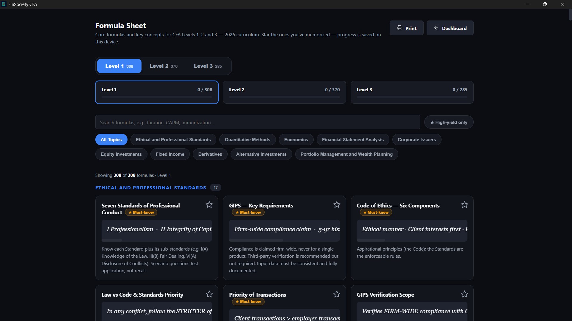 FinSociety CFA screenshot