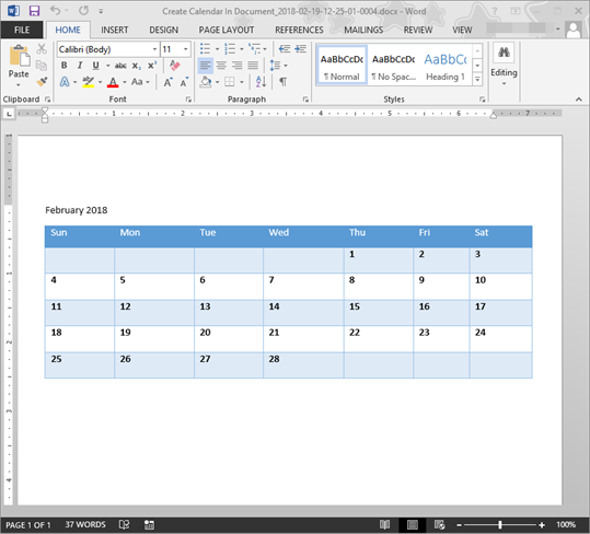 Create Calendar In Document screenshot 4