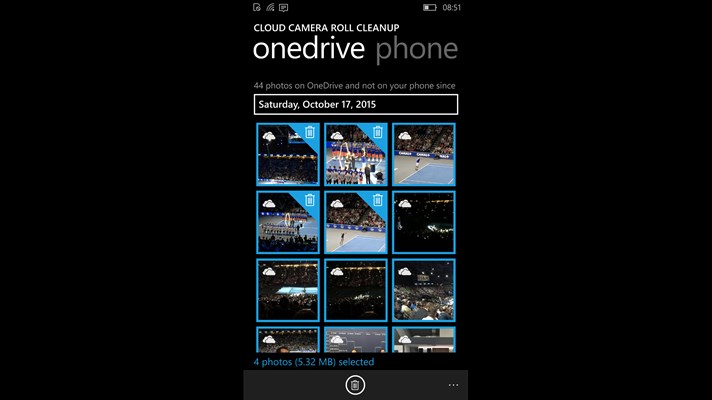 Screenshot: Select photos on OneDrive that are not on your phone