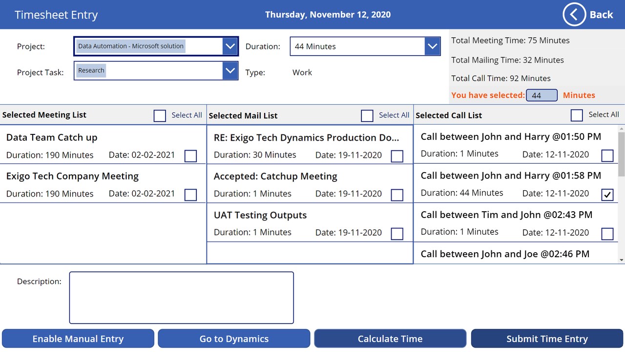 Snapshot 4 of Timesheet Automation Application