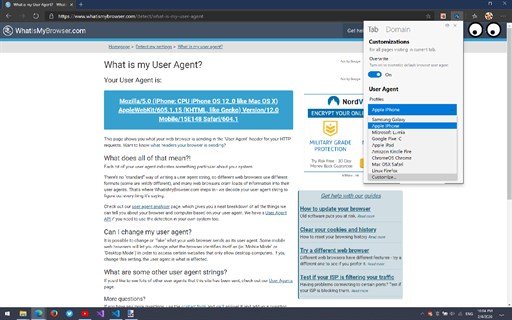 User Agents for Microsoft Edge - Switch User-Agent Easily