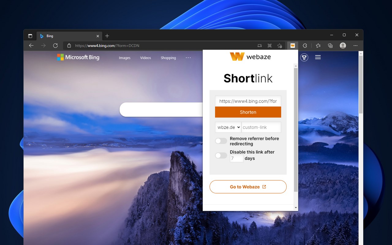 Webaze Shortlinks