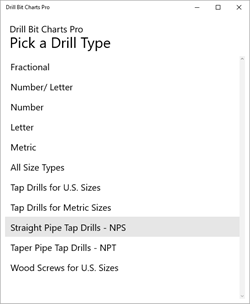 Drill Bit Charts Pro screenshot 1