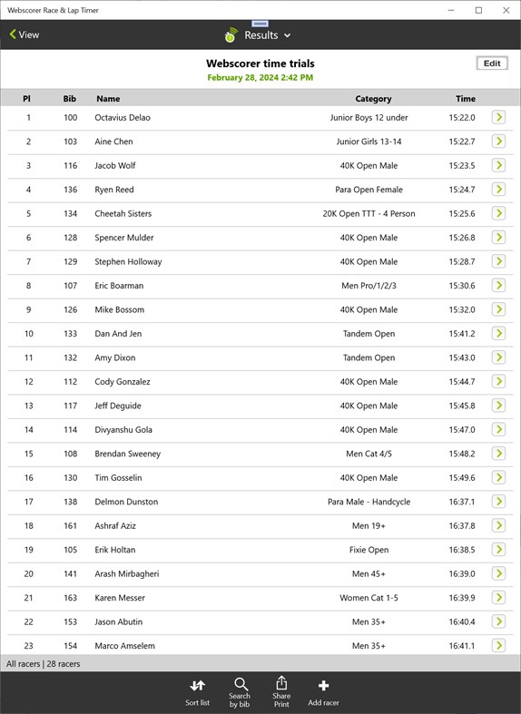 #6. Webscorer Race & Lap Timer (Windows) De: Webscorer Inc.