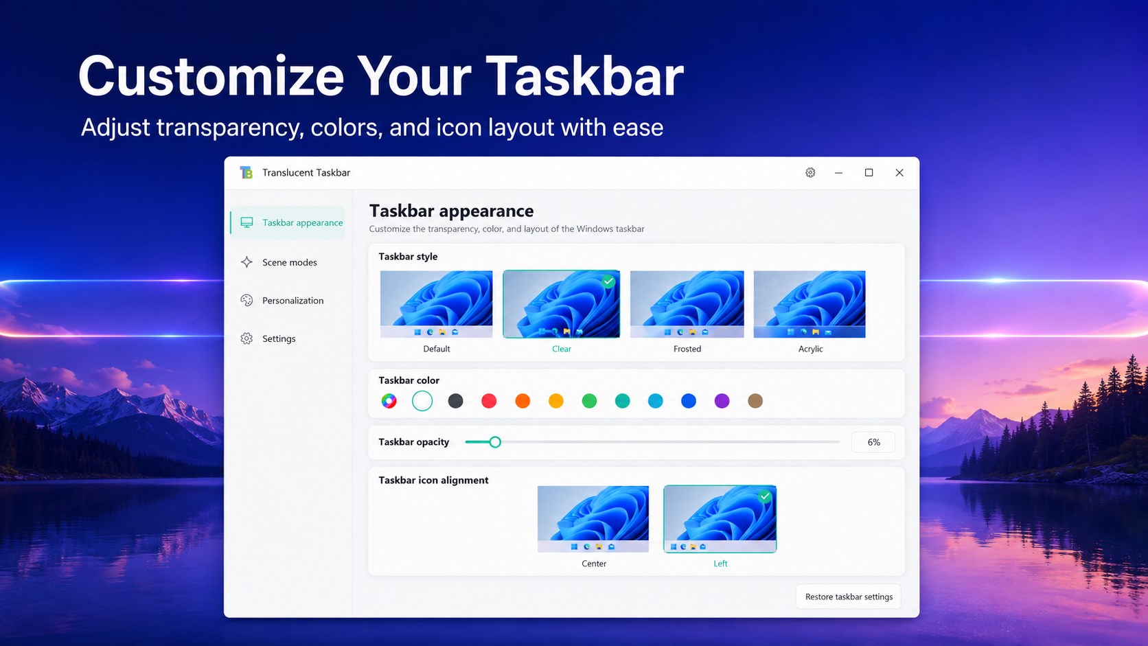Translucent Taskbar Pro screenshot