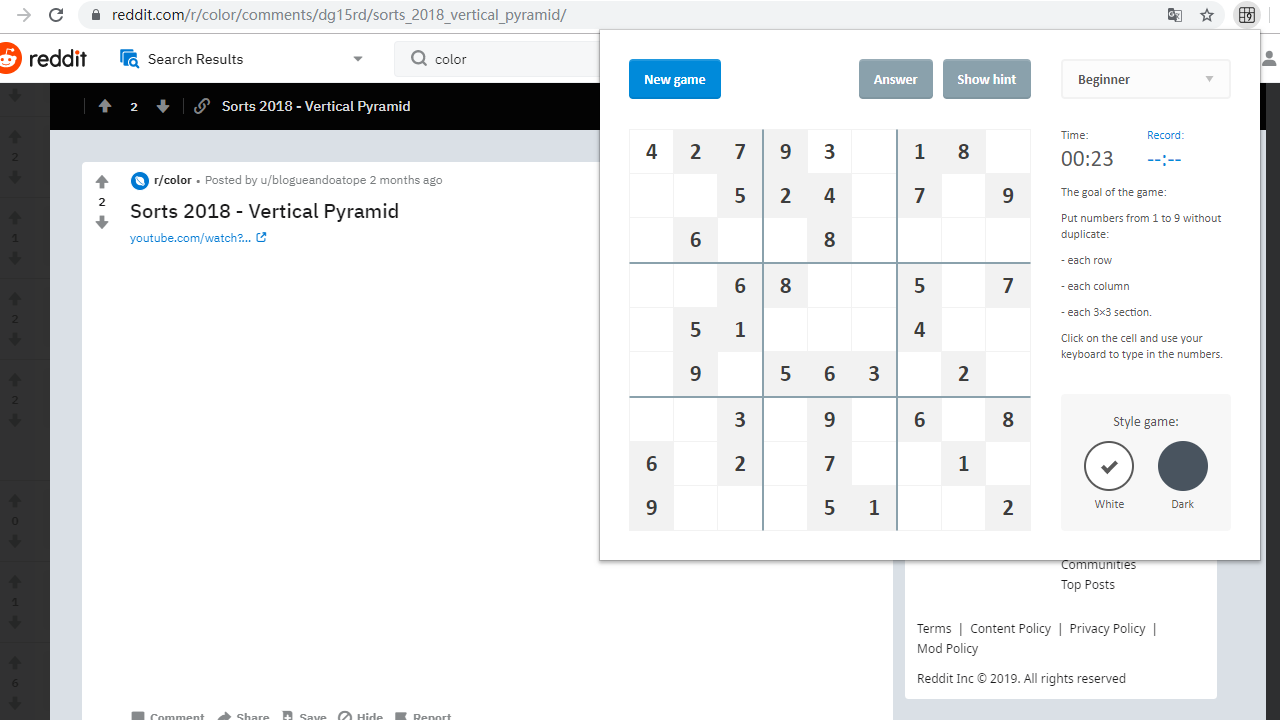 A Sudoku game