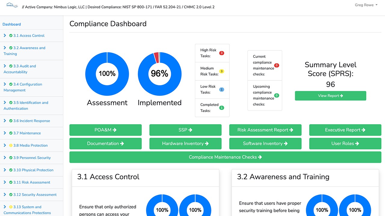 Snapshot 1 of CMMC Compliance as a Service for Microsoft 365