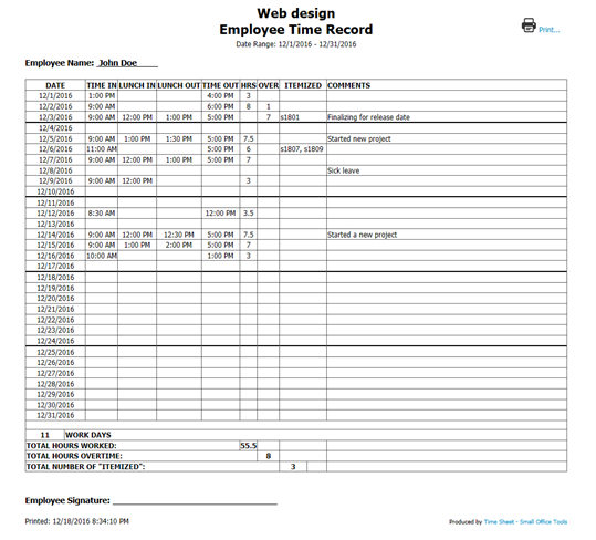 Time Sheet - Small Office Tools screenshot 4
