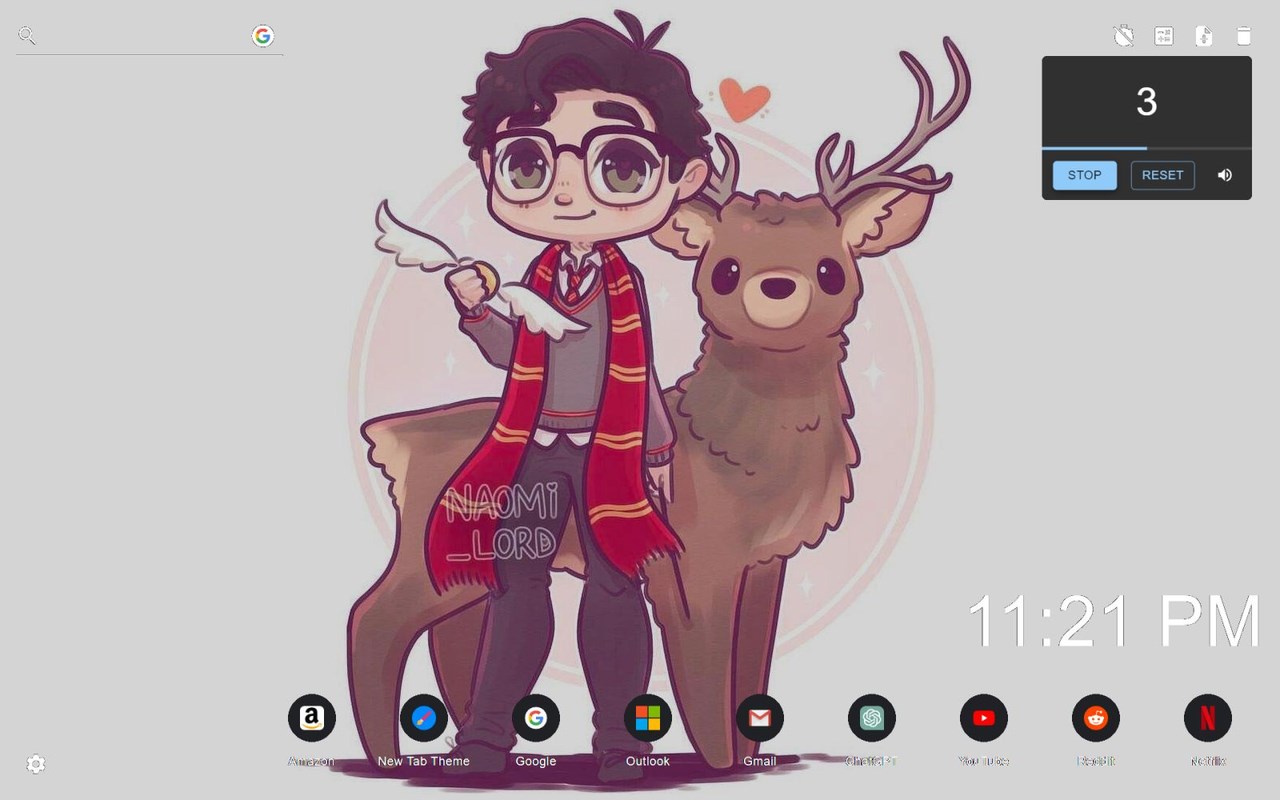 Harry Potter Chibi New Tab Wallpaper Theme