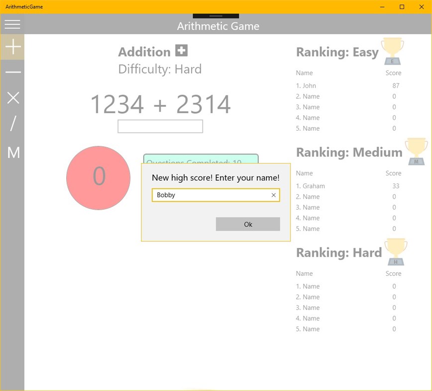 #2. ArithmeticGame (Windows) di: Danie Bester