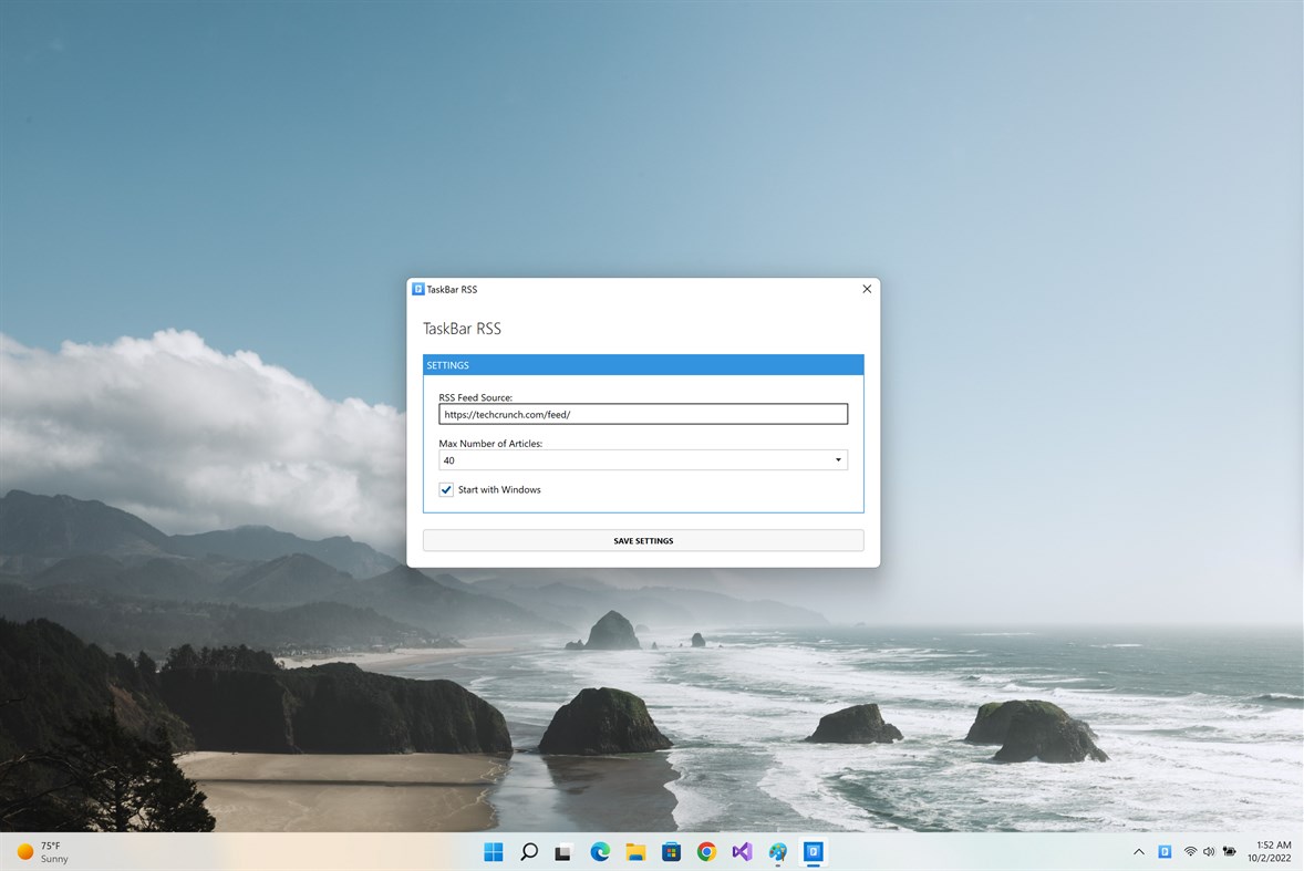 #2. TaskBar RSS Feed (Windows) Ved: EvlarSoft LLC