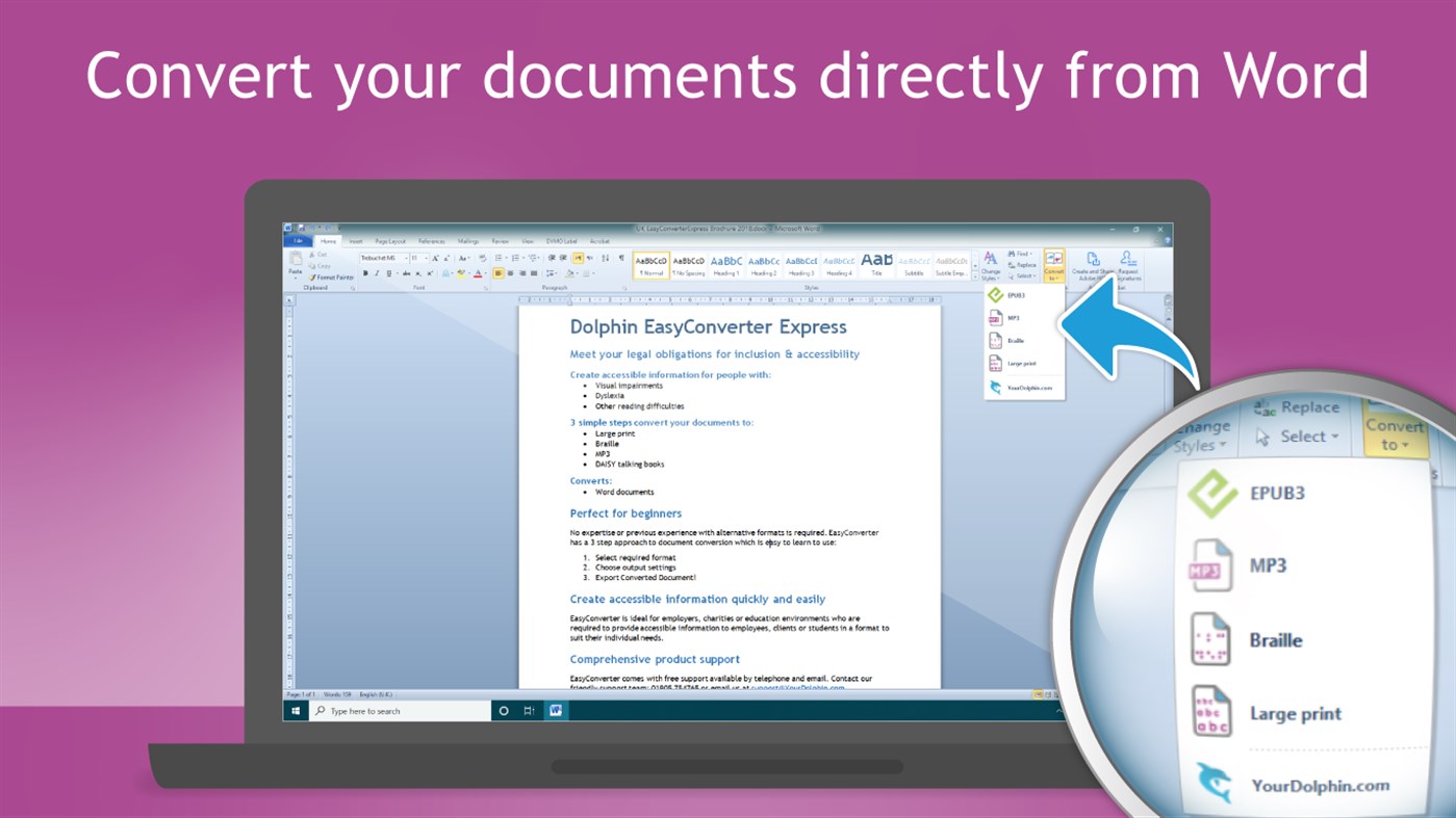 #1. EasyConverter Express (Windows) 来自: Dolphin Computer Access