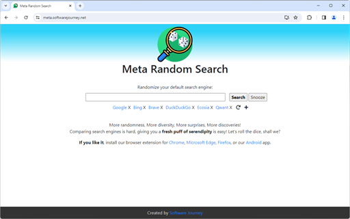 Meta Random Search: Diverse Search Engines