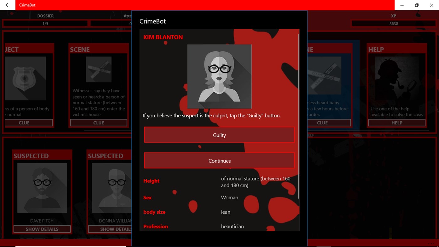 #3. Criminal Investigation - Detective Game CrimeBot (Windows) Podle: Andrea Testa