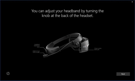 HP Mixed Reality Headset Setup Screenshot