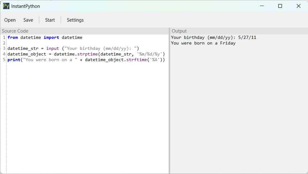InstantPython screenshot