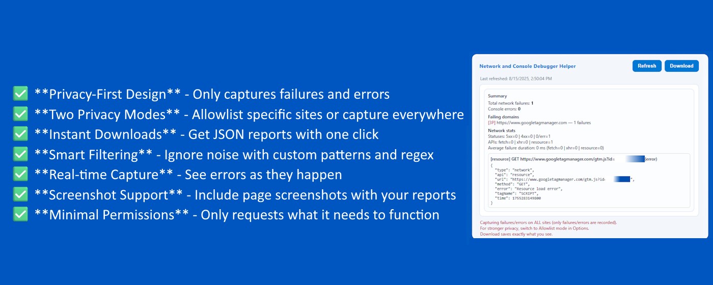 Network and Console Debugger Helper