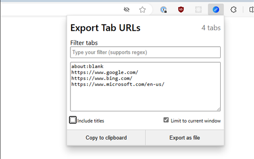 Export Tab URLs - Copy & Save Browser Tabs Easily