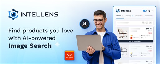 Intellens - Search Products by Image on AliExpress, Amazon marquee promo image