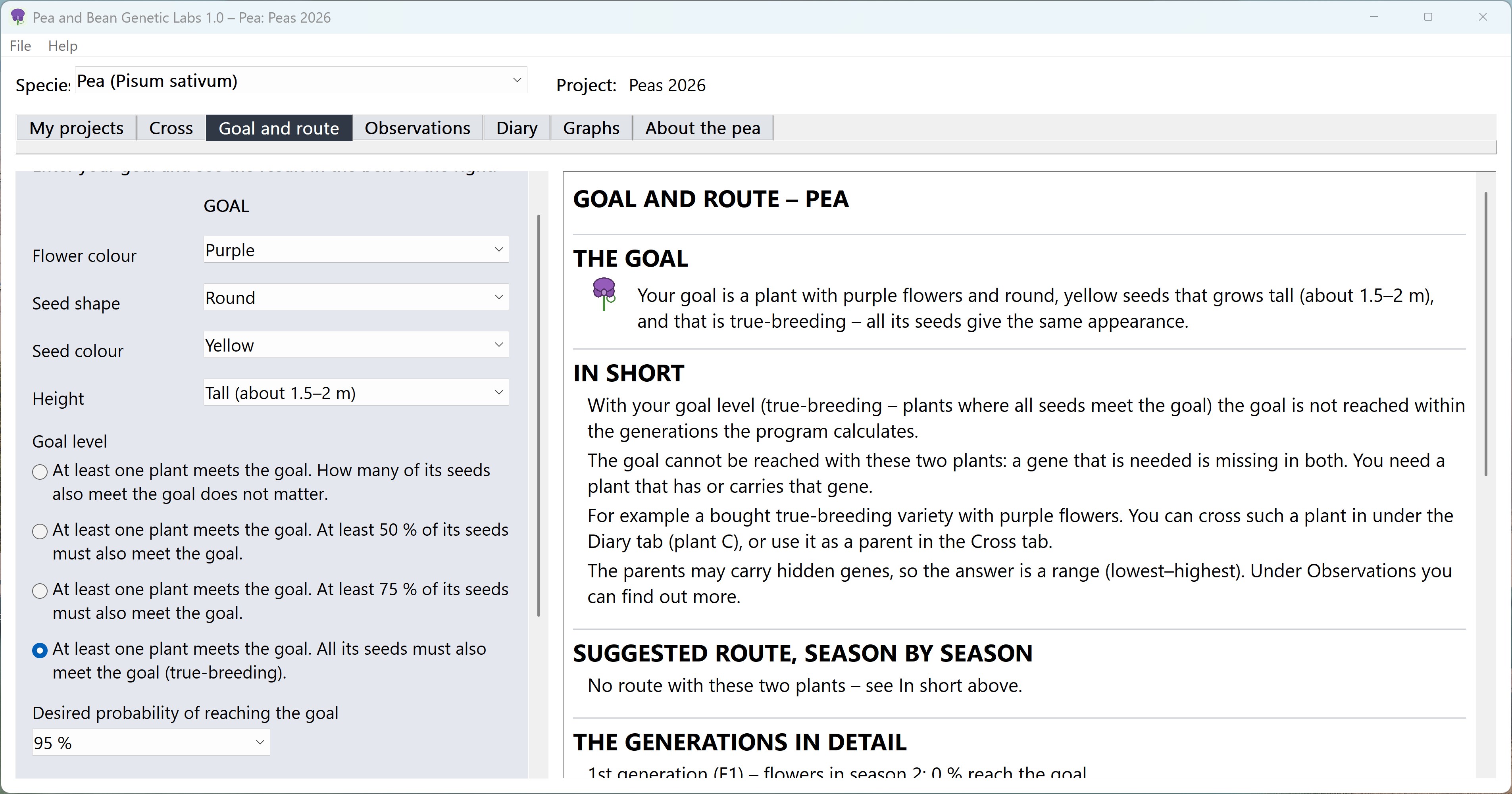 Pea and Bean Genetic Labs screenshot