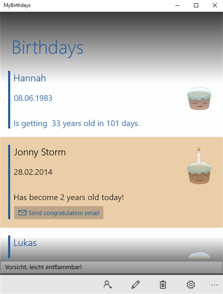 MyBirthdays (Windows) 由: sentris GmbH Ludwigsburg