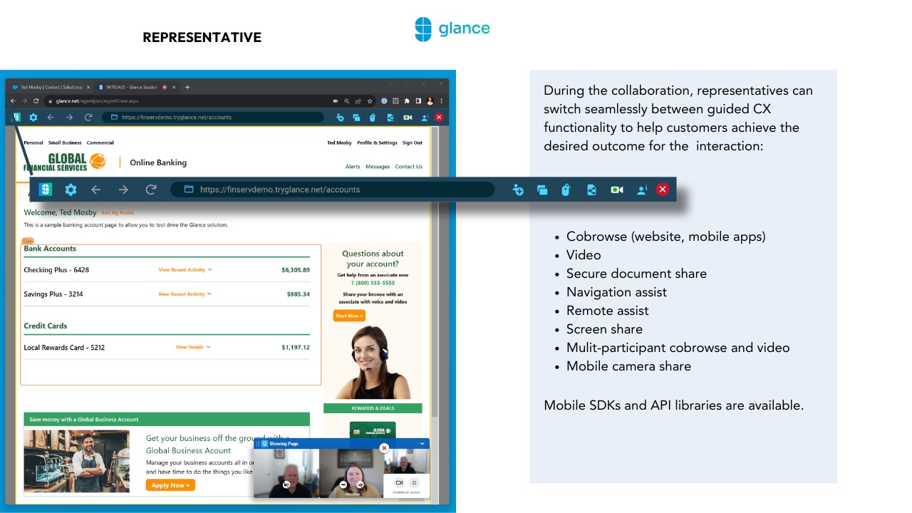 Snapshot 3 of Glance Cobrowse for Microsoft Dynamics