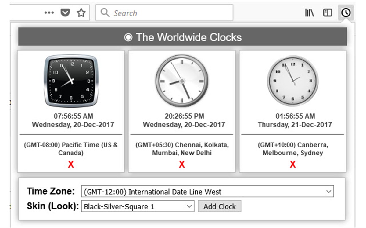 The Worldwide Clocks - Global Time Display Extension