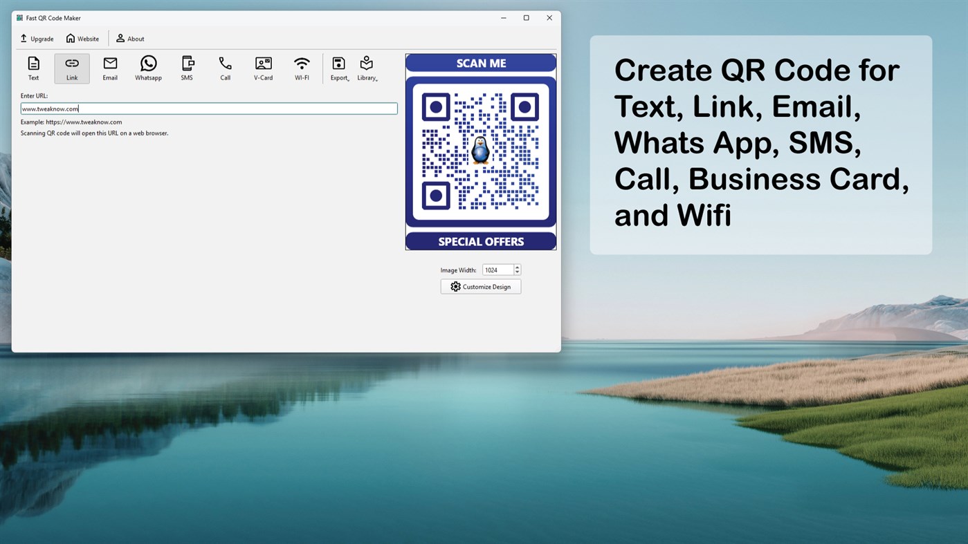 #1. Fast QR Code Maker (Windows) Podle: TweakNow Software