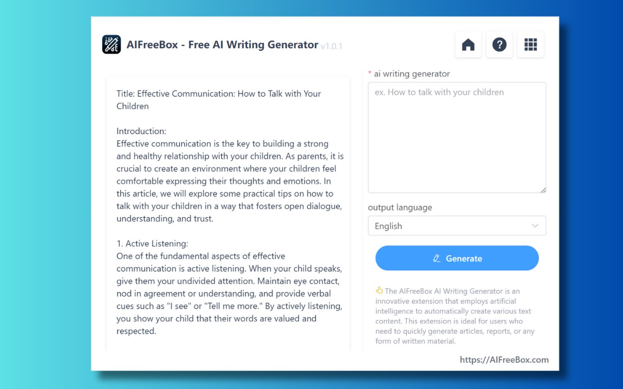 Free Best AI Writing Generator - AIFreeBox