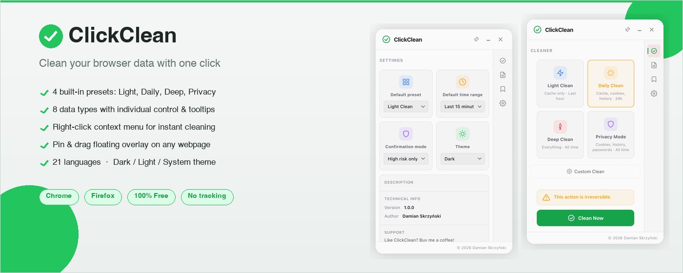 ClickClean – Browser Cleaner