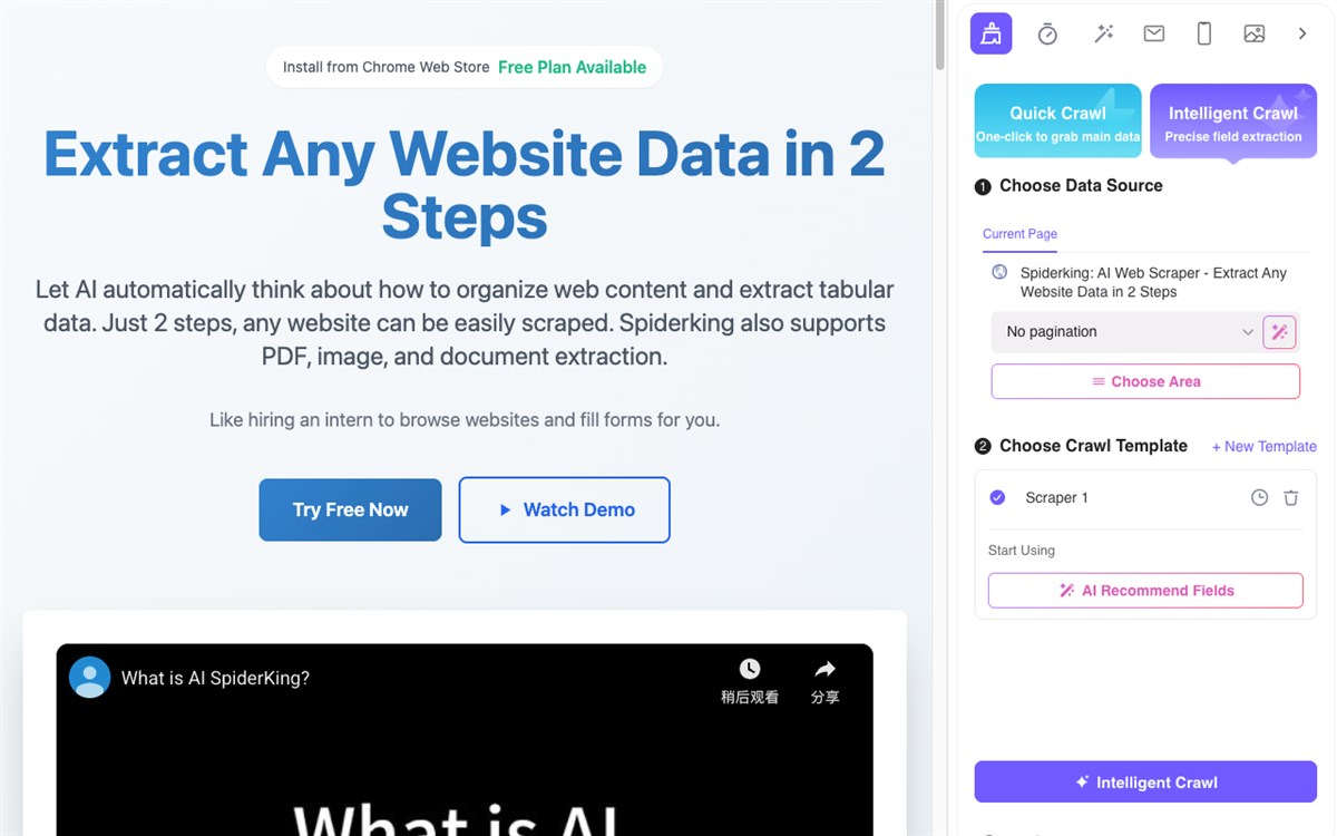 SpiderKing: AI Web Scraper & Web Automation Agent Plugin