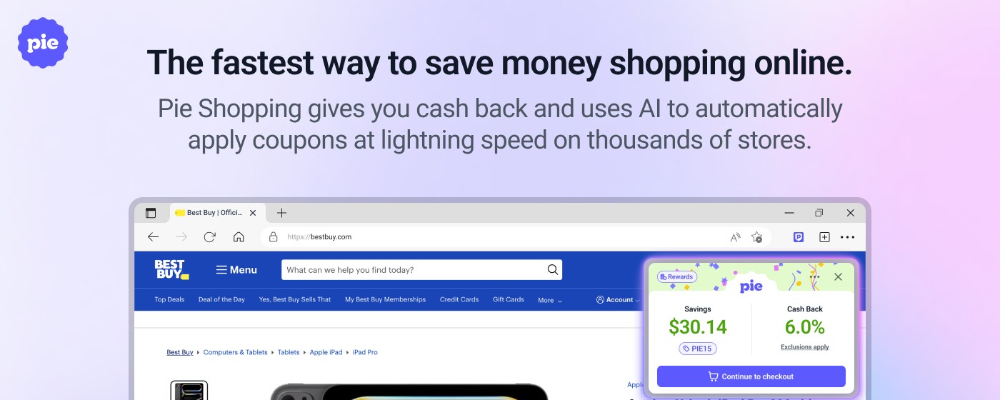 Pie Shopping: Cash Back and Coupons