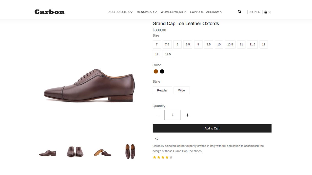 Snapshot 4 of Carbon Theme for Dynamics 365 Commerce