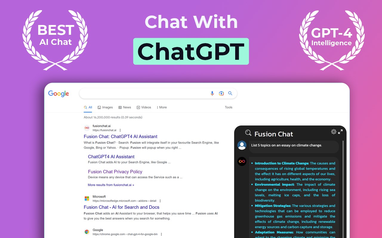 ChatGPT for Edge Search GPT 4 Sidebar Copilot