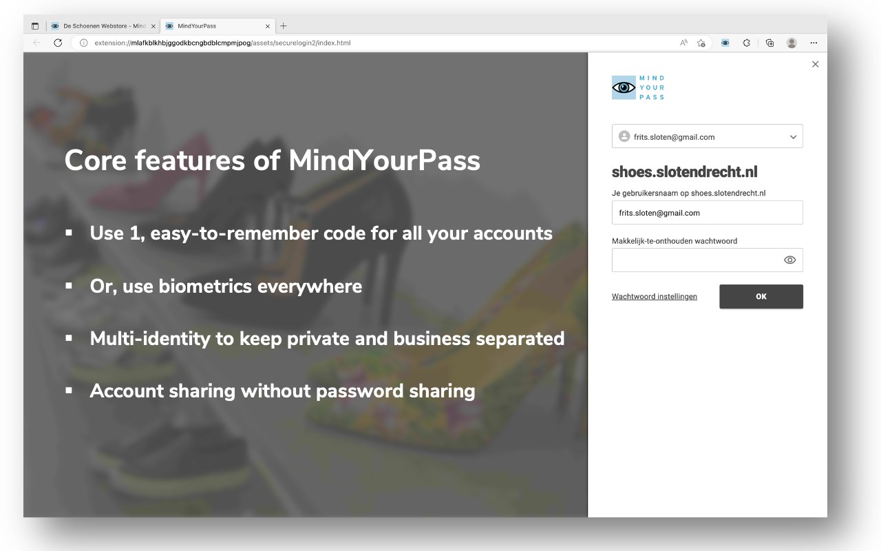 MindYourPass on the fly password generator